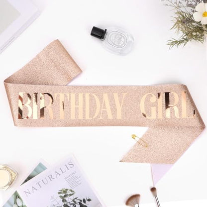CIEHER Rose Gold Sash for Women Girls - Birthday Queen Sash for 10th, 13th, 16th, 18th, 21st, 30th, 40th, 50th, 60th Birthdays - color: Rose Gold 1