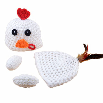 M&G House Newborn Photography Outfits Baby Crochet Knitted Photoshoot Props Animal Costume Set - color: 04 Chicken Outfit