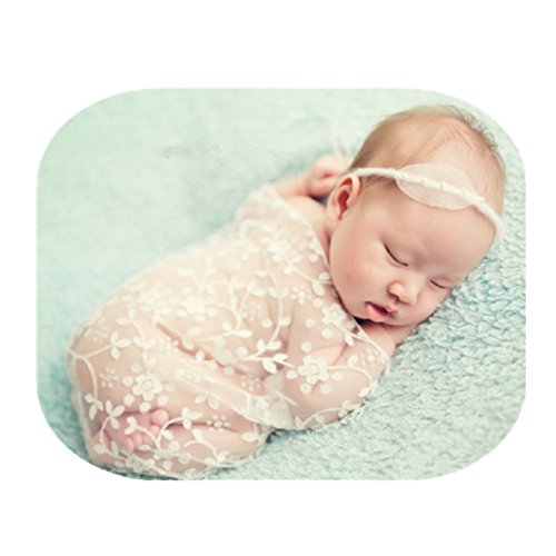 Luxury Newborn Boy Girl Baby Photography Props Wrap Lace Yarn Cloth Blanket (Beige) - color: Beige
