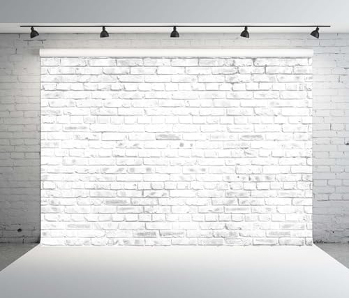 12x8ft Fabric White Brick Wall Texture Backdrop Abstract Old White Brick Stone Wall Background for Photoshoot Home Decor Party Decorations Photo Booth Props - size: 12x8FT