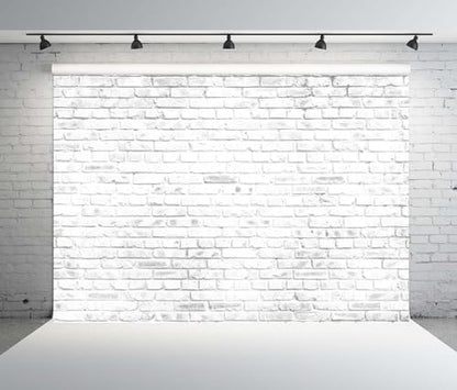12x8ft Fabric White Brick Wall Texture Backdrop Abstract Old White Brick Stone Wall Background for Photoshoot Home Decor Party Decorations Photo Booth Props - size: 12x8FT