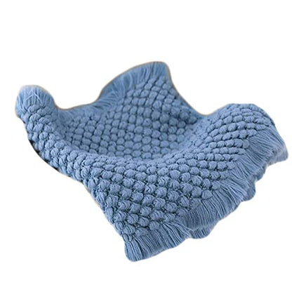Zeroest Baby Photography Props Basket Braid Wool Wrap Newborn Photo Shoot Baskets Filler Posing Stuffer Background Blanket (Blue) - color: Blue