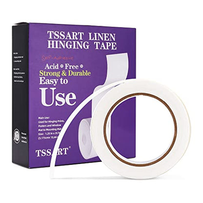 Linen Hinging Tape - Self-Adhesive Hinging Tape for Prints Matte Frames, Artwork Matting - Acid Free 1.25inch x 35ft