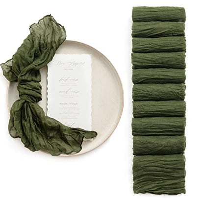 Ling's Moment Luxury Cloth Wedding Napkins - 19x19 Inch Reusable Cheesecloth Linen Napkins for Wedding Reception, Bridal Shower, Dinner Table - Washable, Durable (Set of 10), [Sage Green] - color: Grn-moss Green