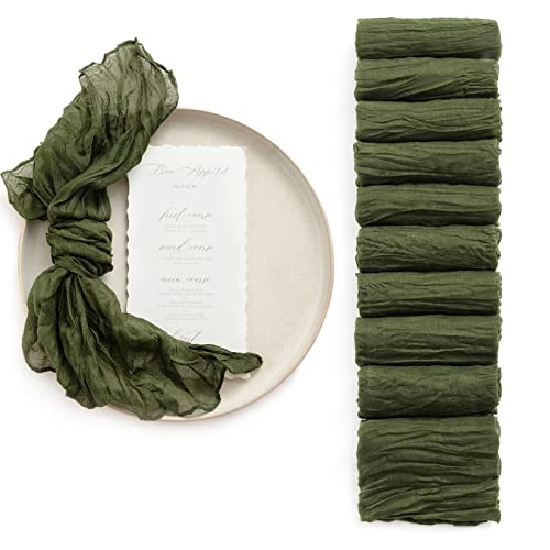 Ling's Moment Luxury Cloth Wedding Napkins - 19x19 Inch Reusable Cheesecloth Linen Napkins for Wedding Reception, Bridal Shower, Dinner Table - Washable, Durable (Set of 10), [Sage Green] - color: Grn-moss Green
