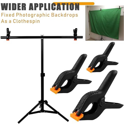 20 PCS 4.5" Heavy Duty Plastic Spring Clamps, Black Spring Clips for Backdrops, Craft Projects, Woodworking, Photography and Display Stands - size: 4.5in-20P