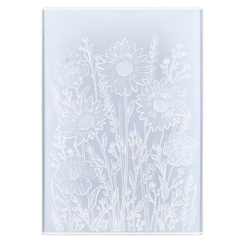 CRASPIRE Flower Embossing Folder 3D Embossed Folders White Plastic Vintage Floral Leaves Pattern Background Paper Machine Template Stencils for DIY Arts Craft Card Making Scrapbooking Decorations - style: Flowers and Leaves