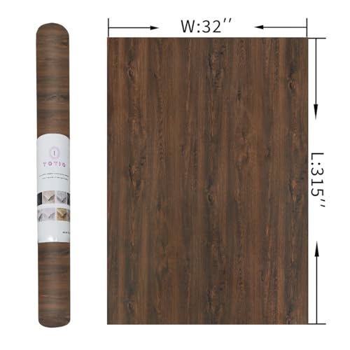32x315inch Extra Wide Wood Grain Wallpaper Peel and Stick Dark Brown Walnut Texture Contact Paper Air Guide Slot Design Matte Thickened Self-Adhesive Waterproof Furniture Stickers Dark Wood Vinyl Wrap - color: Dark Brown, size: 32" x 315"