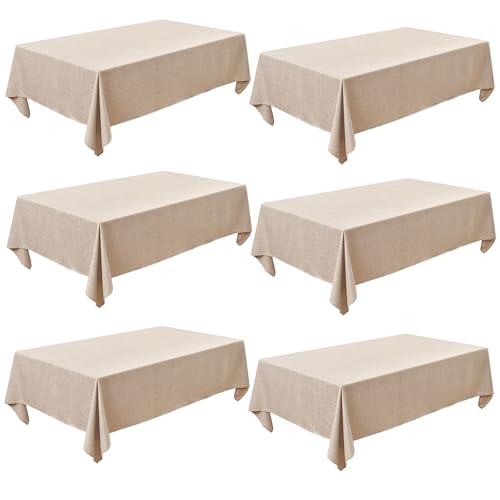 Table Cloth Rectangular Waterproof Faux Linen Table Cover for Dining,Parties Wedding Farmhouse 52x70 Stain Resistant Wrinkle Free Decorative Nature 6 Pack - color: Nature, size: 52X70 IN - 6 pack
