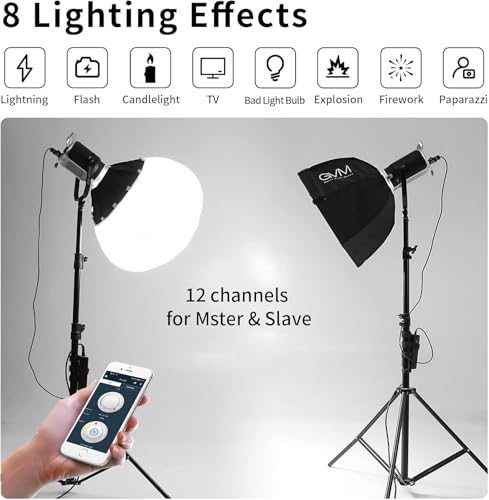 GVM 200W LED Video Light with Lantern Softbox, SD200D Photography Studio Lighting Kit with Bluetooth/DMX Control, 93000lux@0.5m 3200K-5600K Bi-Color Continuous Output Lighting for YouTube (SD200D) - size: Sd200d
