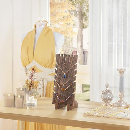 Lolalet Wooden Jewelry Display Series, Necklace Bracelets Earrings Rings Jewelries Stand Freestanding Natural Wood Holder Jewelry Rack for Selling Vendor Store -1 Pack, Necklace - color: Necklace