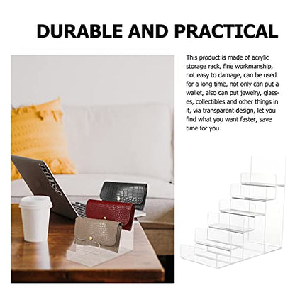 DOITOOL 2Pack 6- Tier Acrylic Wallet Display Stand Holder, Clear Handbag Purse Display Stand Jewelry Display Riser Purse Handbag Organizer