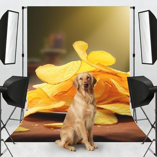 Potato Chips Backdrop Background for Photography 5x7ft Photobooth Professional Photo Backdrop Curtains Video Photography Studio Photo Backgrounds Banner Booth Background Screen Parties - color: Potato Chips