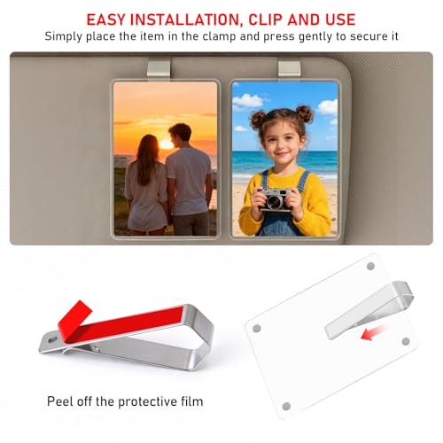 10-Pack Stainless Steel Clips, Duty Stainless Steel Mounting Kit for Sun Visor, DIY Photo Frame Holder for Car, Home & Office, Strong Hold for Custom Displays & Decor