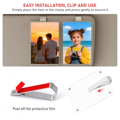 10-Pack Stainless Steel Clips, Duty Stainless Steel Mounting Kit for Sun Visor, DIY Photo Frame Holder for Car, Home & Office, Strong Hold for Custom Displays & Decor