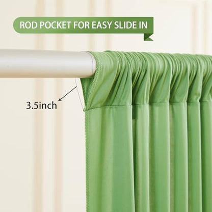 Sage Green Backdrop Curtain 4 Panels-Wrinkle-Free Green Curtains Polyester Photography Drapes for Baby Shower Birthday Party Photo Background Backdrop Stand- 16 X10FT (Sage Green) - color: Sage Green, size: W4' x H10'(4 panels)