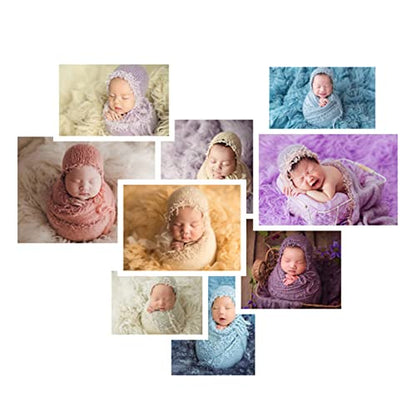 Baby Photography Props Luxurious Lace Hat with Blanket Newborn Photo Shoot Outfits Infant Princess Photos Hats Wrap Set (Blue) - color: Blue