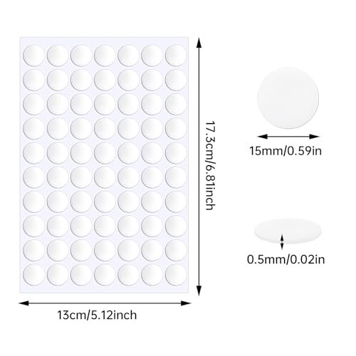 JANYUN 140 Pcs Double Sided Sticky Dots Removable Round Putty Clear Double Sided Tape for Crafts No Trace Sticky Tack Adhesive Tape (15 mm) - size: 0.59" Round