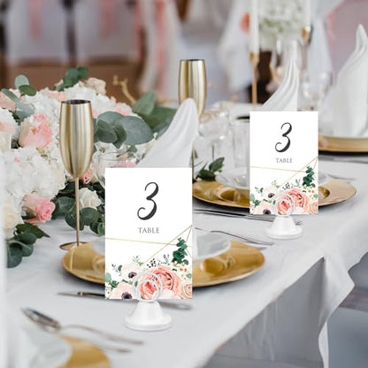 Fulmoon 24 Pcs Mini Table Number Holders Place Card Holders 1.5 Inch Steel Table Sign Stands for Wedding Graduation Reception Restaurant Home Photo Picture Office Memo (White) - color: White