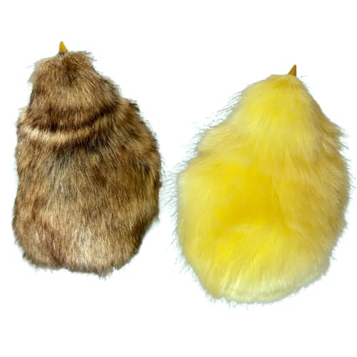2 x Realistic Fluffy Baby Chickies Decor Set - Lifelike Spring Chickens & Fuzzball Easter Tabletop Decorations, Farmhouse Photo Props, Basket Fillers, Home Ornaments