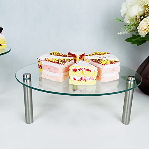 3 Pcs Round Tempered Glass Cake Stands Set 8 10 13 Inch Cupcake Display Stand Plate for Dessert Table Serving Platter - size: 3 Pack Round
