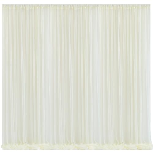 10x10 Ivory Tulle Backdrop Curtains for Parties, Sheer Backdrop Curtain Wedding Photo Background Drapes for Baby Shower Photography Birthday Party - color: Cream White, size: 10x10ft