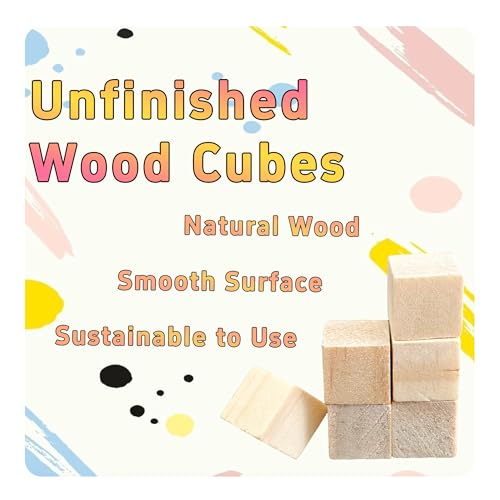 220Pcs 0.39inch Unfinished Natural Wooden Cubes, Square Craft Wood Blocks for DIY Projects, Blank Wood Squares for Art, Building, Personalized Crafts, Wedding Decor, and Creative Displays - size: 1cm