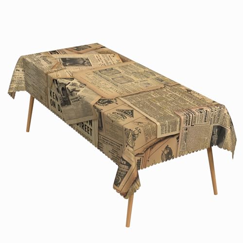 52x70 Inch Vintage Book Theme Rectangle Tablecloth Retro Old Newspaper Magazine Map Print Table Cloth Washable Durable Table Cover for Kitchen Dining Party Book Club Coffee Shop School Decor - color: Color 1, size: 70" x 52" (Rectangular)