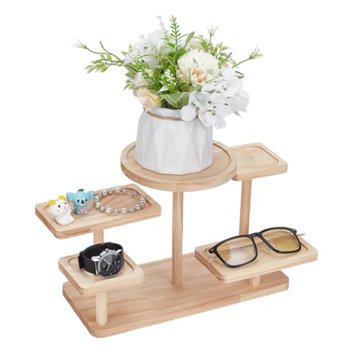 FINGERINSPIRE 5 Layer Wood Riser Stands Navajo White Tiered Display Rack Ladder Wood Display Stand Jewelry Stands Jewelry Organizer Holder for Jewelry Succulent Plants Home Decoration