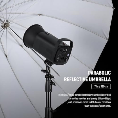 NEEWER 71"/180cm Parabolic Reflective Umbrella Photography with White Inner, Soft Lighting with Diffuser Cover, Bag, Quick Fold for Camera Photo Studio Video Light Shooting Monolight Flash, NS4U - color: White, size: 71"
