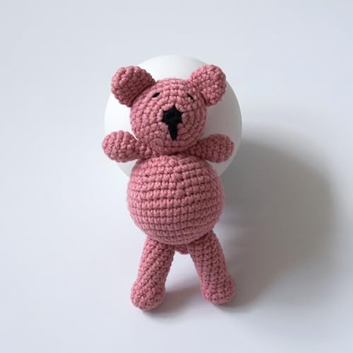 Zeroest Newborn Baby Boy Girl Photography Props Bear Hat Outfits Crochet Kint Handmade Cap Set for Newborn Photo Shoot - color: Dusty Pink