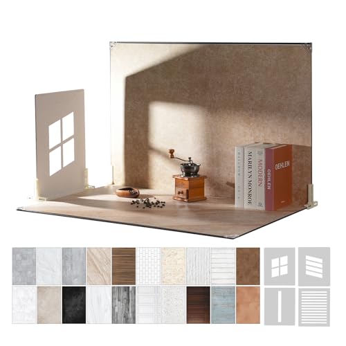 Product Photography Backdrops with Shadow Boards, 23x35in 10 Pcs 20 Patterns Photo Backdrop Board for Tabletop Small Shooting, Background for Photos, Metlakat