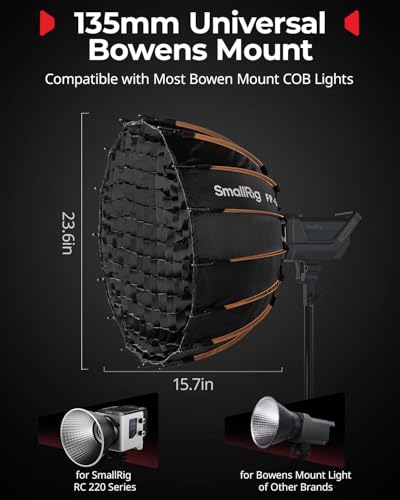 SmallRig FP-60 23.6" Parabolic Softbox with Bowens Mount for Studio Photography, Quick Release Soft Box with Honeycomb Grid, Diffusers, for SMALLRIG RC 220 pro, for Neewer for Godox for Aputure - 5396 - size: 23.6 inches (Black)