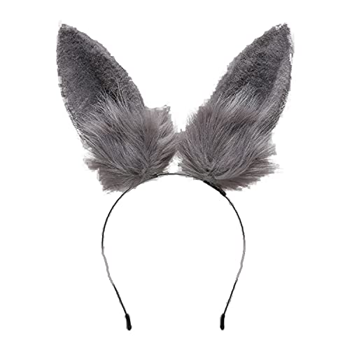 Faylay Bunny Ear Women Rabbit Ear Faux Fur Headband Cosplay Headwear - color: Rbte-gray