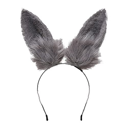 Faylay Bunny Ear Women Rabbit Ear Faux Fur Headband Cosplay Headwear - color: Rbte-gray