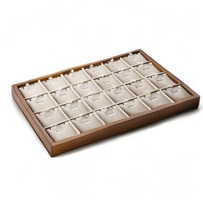 Oirlv Wood 24 Grids Jewelry Tray with Removable Inserts Jewelry Pads Necklace/Pendant Display Organizer Tray(Creamy-white) - color: Creamy-white 24 grid necklace/pendant jewelry tray