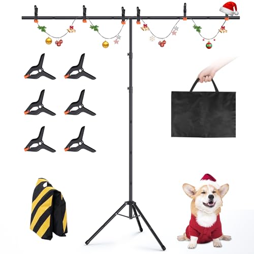 Forlogic Portable T-Shape Backdrop Stand Support Kit 8x7.2ft, Adjustable Photo Green Screen Back Drop Stand for Party, Photography Videography Studio (8×7.2Ft) - size: 8×7.2Ft