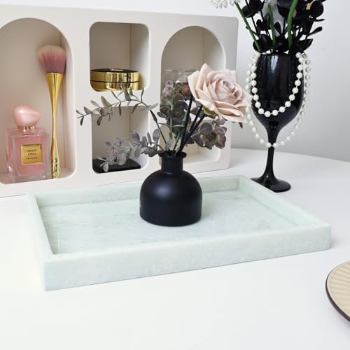 Yew & Tulip Natural Marble Vanity Tray, Luxury Stone with Light Green Textures Serving Tray for Bathroom, Kitchen, Vanity, Home Decor, Wedding etc. (12" x 8" x 1.2") - color: Ming Green