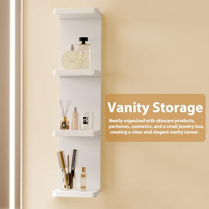 LitaEther Modern Lack Wall Shelf -Round Edge (White, 4 Tier) - color: White, size: 4 Tier