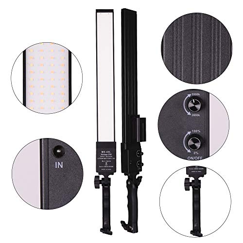 LED Video Light Battery Powered Photography Light Portable Handheld Wand,Dimmable 2800-5500K Photo Studio Light Kit with NP-550 Li-ion Battery and Stand for Portrait, YouTube,Outdoor Video - size: Lighting kit+NP-F550 battery