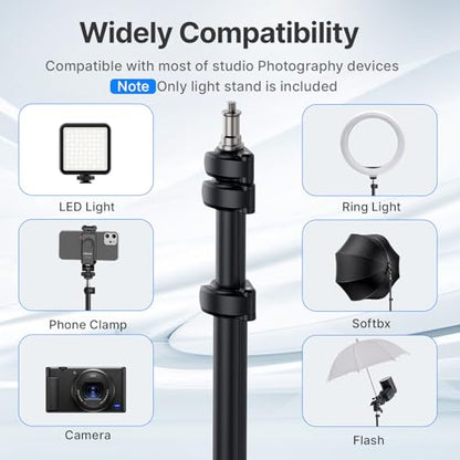 Ulanzi TT43 Extendable Photography Light Stand, Adjustable 6.23ft Aluminum Tripod, Reversible Portable Studio Lighting Tripod for Continute Output Lighting/Strobe Light/Webcams/Cameras/Softbox