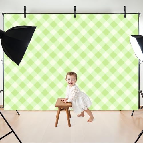 5x7ft Photography Backdrop Green White Gingham Check Photo Backdrop Photography Background for Photoshoot Portrait Video Party Photo Studio Prop Booth - color: Color5