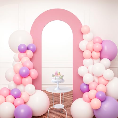 Babenest 7.2Ft Spandex Open Arch Backdrop, Fitted Double-Sided U-Shaped Wedding Arch Cover, Round Top Chiara Stand for Ceremony Baby Shower Birthday Party Decoration (Dusty Pink) - color: Dusty Pink