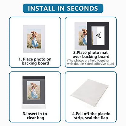 Somime 10 Pack Black Picture Mat Set, Acid Free Picture Mat 16x20 for 11x14 Photo with White Core Bevel Cut for Prints, Paintings - Includes Precut Mats, Backing Boards and Plastic Sleeves - size: black 10pc sets 16x20