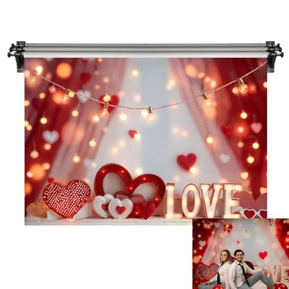 Kate 10x8ft/3x2.5m Valentine's Day Backdrop for Photography Red Hearts Photoshoot Background Photo Video Studio Props - size: 10x8ft