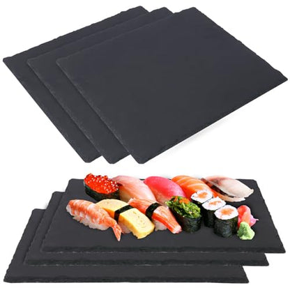 6 Pack 12 x 10 Inch Slate Cheese Boards, Black Rectangle Slate Charcuterie Boards, Natural Charcuterie Stone Plates for Parties, Gifts, and Special Events, Cheese, Sushi, Food. - size: 6 Pack 12 X 10 Inch