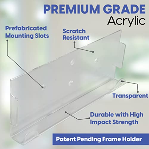 Mammoth DuraClear Wall Mount Kit for 4x10 Acrylic Picture Frames, Hardware Installation Kit and Double Sided Tape Inclusive (Landscape Orientation) - size: 4x10 Wall Mount Kit