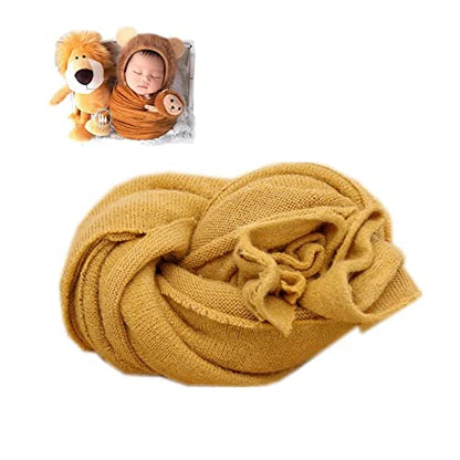 Newborn Photography Props Boys Girls Wrap Baby Photo Props Soft Knit Blanket Cloth (Ginger Yellow) - color: Ginger Yellow