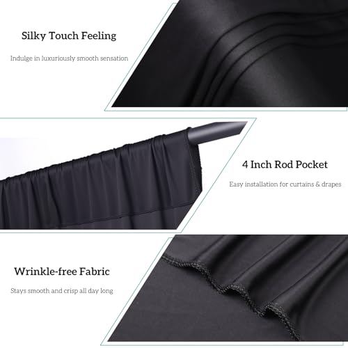 40x10 FT Black Wedding Backdrop Curtain, Fabric Backdrop Thick Polyester Drapes, Wrinkle Free Photography Background for Party, Event, 8 Panels 5x10 FT - size: 40FT(W) x 10FT(H)