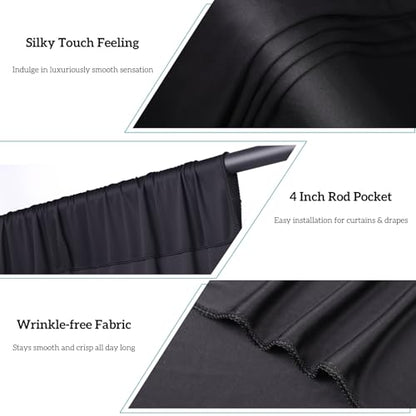 20x10 FT Black Wedding Backdrop Curtain, Fabric Backdrop Thick Polyester Drapes, Wrinkle Free Photography Background for Party, Event, 4 Panels 5x10 FT - size: 20FT(W) x 10FT(H)